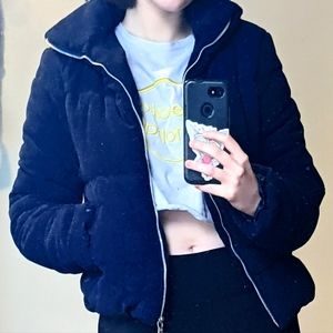 forever21 velvet cropped puffer jacket
